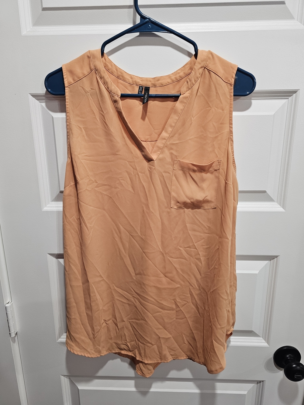 Maurices Peach Sleeveless V-Neck Pocket Tank